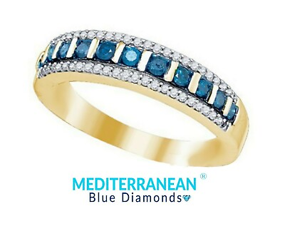 #ad Mediterranean Blue Diamonds® 10K Yelllow Gold Lovely Eternity Ring .36 Ct $264.99