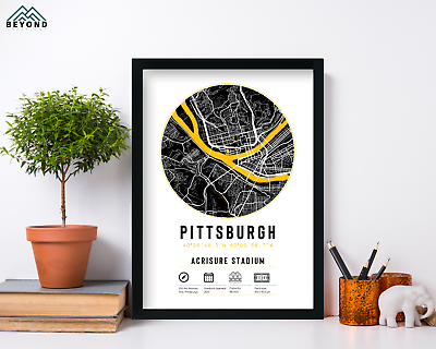 #ad Pittsburgh Steelers Acrisure Stadium Minimalist Map Print Poster NFL Sport Gift $23.99