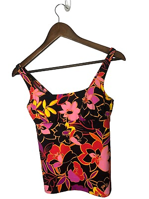 #ad Lands end sz 4 New Jungle Floral tankini top womens $17.99