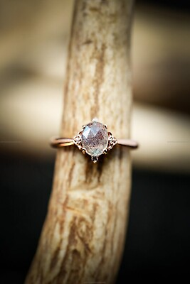 #ad Natural Labradorite Diamond Zella Band Wedding Ring 14k Rose Gold Fine Jewelry $650.00