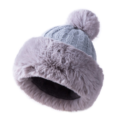 #ad Women Winter Warm Knit Beanies PomPom Hats Soft Rabbit Fur Thermal Ski Cap Hat $11.38