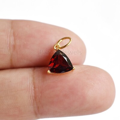 #ad Natural Red Garnet Cut Charms Solid 18k Gold Wedding Womens Girls Charms Pendant $80.28