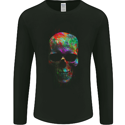 #ad Radiantly Coloured Skull Mens Long Sleeve T Shirt GBP 12.99