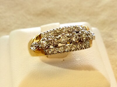 #ad 0.45Ct Diamond Gold Ring 18K Handmade Yellow Gold Flowers Art Ring Size 6 $1084.00
