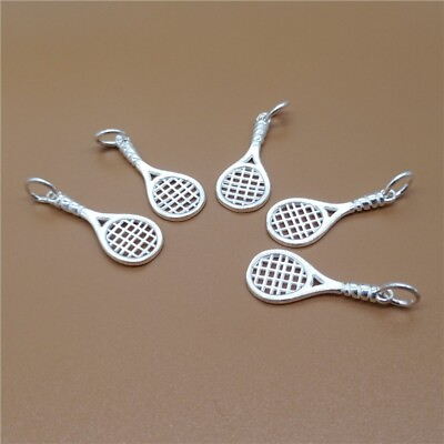 #ad 2 Sterling Silver Tennis Racket Charms 925 Silver Sports Pendant for Bracelet $4.78