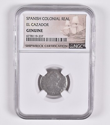 #ad 1773 77 El Cazador Shipwreck Reales NGC Genuine MO FM Silver Coin $89.95