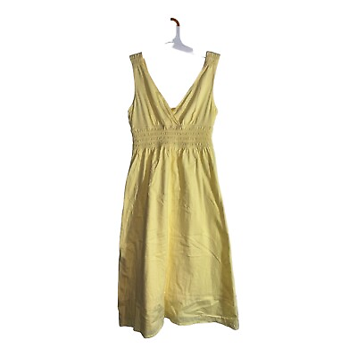 #ad LOLE Womens Yellow Sleeveless Dress Stretch Soft V Neck Tank Sundress Sz S $14.99