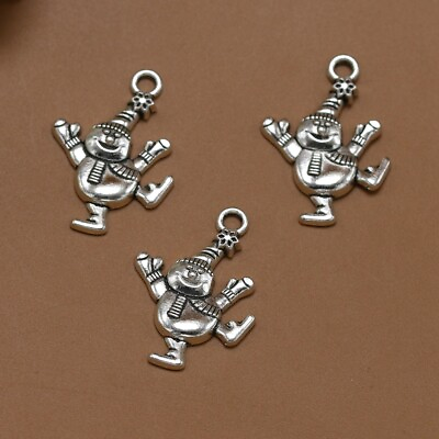#ad 20pcs Alloy Christmas Snowman Pendants Charms DIY Jewelry Making Accessory for $9.35
