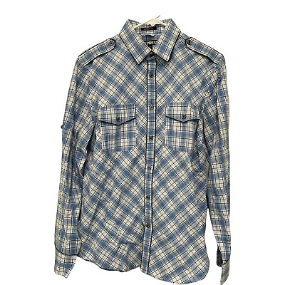 #ad Express Modern Fit Long Sleeve Button Down Shirt Men Medium 15 15 1 2 Blue NEW $14.99