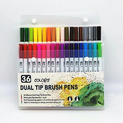 #ad 36 Colors Dual Tips Brush Drawing Pens Watercolor Art Markers Set for Coloring $9.99
