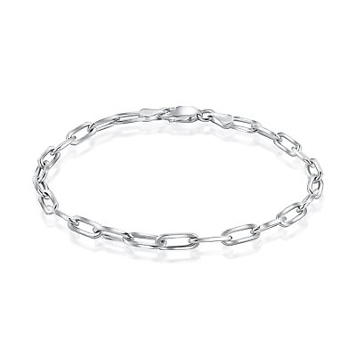#ad Pori Jewelry Sterling Silver Italian 3mm Paperclip Link Chain Bracelet amp; Men 925 $21.99