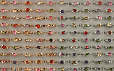 #ad 35pcs Wholesale Lots Wedding Engagement Jewelry Mixed Cubic Zirconia Lady Rings $24.99
