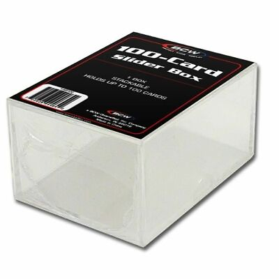 #ad BCW 2 Piece Plastic Card Storage Box 100 Count Size Slider Box $6.49