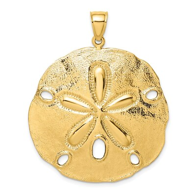 #ad 14K Yellow Gold Polished Large Sand Dollar Charm Pendant L 43 mm W 38.2 mm $2227.50