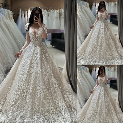 #ad Princess Wedding Dresses Sexy V Neck Long Sleeves Bridal Gowns Vestido de novia $149.00