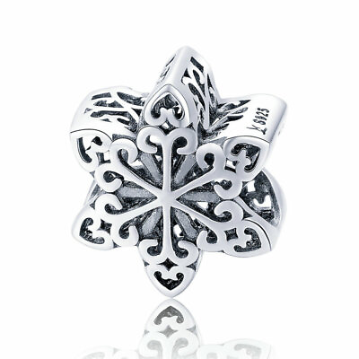 #ad Authentic 925 Snowflake Silver European CZ Charms Pendants for Bracelet Necklace $10.41