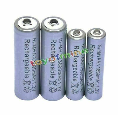 #ad 2 AA 3000mAh 2 AAA 1800mAh 1.2V NI MH Rechargeable Battery 2A 3A Grey Cell $11.97