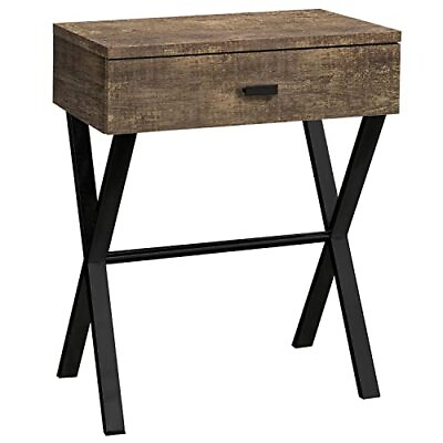 #ad Monarch Specialties TABLE 24 H BROWN RECLAIMED WOOD BLACK METAL ACCENT END TABL $50.55