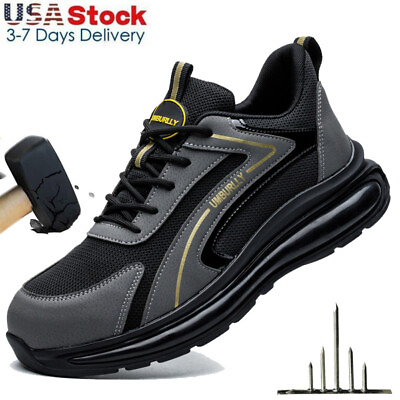 #ad Mens Safety Shoes Steel Toe Puncture proof Shoes Breathable Sneakers Work Shoes $44.09