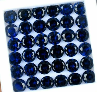 #ad CERTIFIED Blue Sapphire 16 Pcs Natural Ceylon Round Cut Loose Gemstone Lot 5 mm $10.65