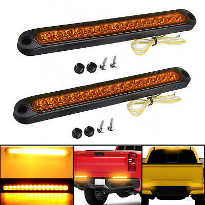 #ad 2X 10 inch Sealed Truck Trailer Light Bar LED Turn Signal Tail Light Strip Amber $14.10