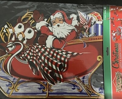 #ad Vintage Santa Sleigh amp; Reindeer Cutouts by Beistle 5 Piece Set Reproduction $9.57