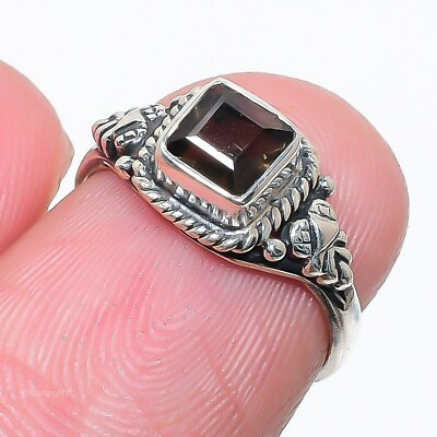 #ad Natural Smoky Topaz Gemstone Statement Ring Size 5 925 Sterling Silver Jewelry $7.99