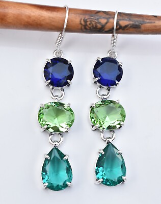 #ad Tanzanite amp; Amethyst 925 Sterling Silver Gemstone Jewelry Unique Earring S 2.50 $13.99