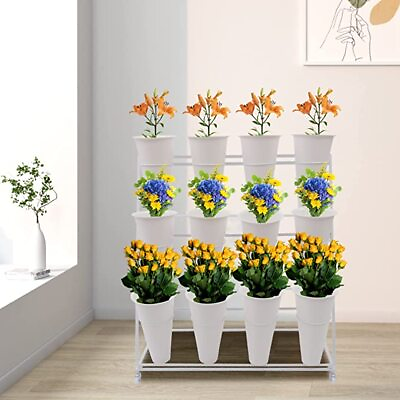 #ad 3 Layers Flower Metal Flower Stand Display Shelf Indoor Outdoor W 12*Buckets US $179.00