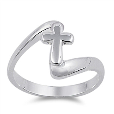 #ad Sterling Silver Christian Cross Ring Gorgeous Faith Band Solid 925 Sizes 2 13 $12.39