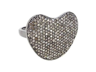 #ad Pave Diamond Ring 925 Sterling Silver Promise Ring Unique Heart Shape Ring Gift $238.99