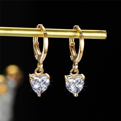 #ad Heart Cut 2.00Ct Simulated Diamond Drop amp; Dangle Earrings 14K Yellow Gold Plated $115.49