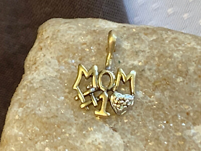 #ad 10K Yellow Gold #1 Mom Pendant .81g Fine Jewelry Mothers Day Necklace Charm $49.95