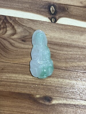 #ad Icy Green Natural Grade A Jadeite Jade Pendant Bead Buddha $75.00