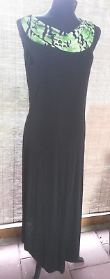 #ad New Womens Size M Dress Carolyn Strauss Collection Black Slinky print collar $12.50