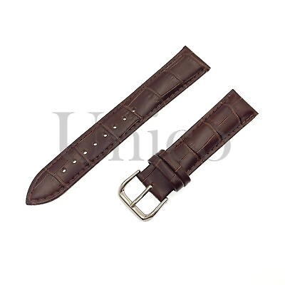 #ad 12 24 MM Brown Leather Alligator Watch Strap Band Tank Buckle Fits for Omega $12.99