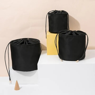 #ad Nylon Barrel Shaped Men Insert Organizer Bag Bucket Cosmetic Liner Inner Bag $38.47