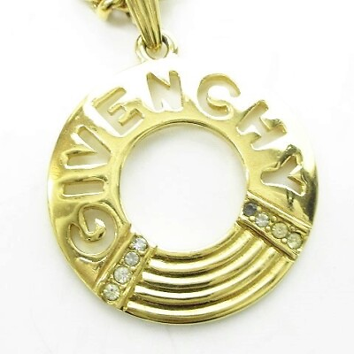 #ad #ad Givenchy Vintage Necklace Pendant Big Circle G Logo Chain Golden Gold Color 0308 $235.30