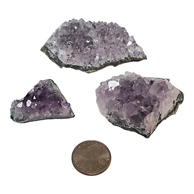#ad 3 Druzy Cluster Amethyst Quartz Natural Healing Crystal Purple Reiki Chakra $6.97
