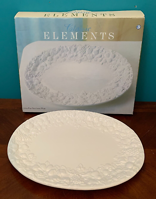 #ad Classic Elements White Oval Fruit Ceramic Platter Serving Platter NIB $9.99