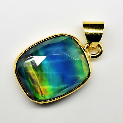 #ad 32 Ct Natural Black Fire Opal Doublet Solid 925 Sterling Silver Charm Pendant $44.99