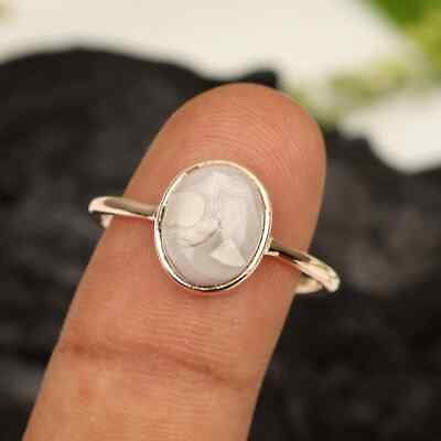 #ad Natural Lace Agate Gemstone Ring925 Sterling SilverHandmade RingGift For Her $41.05