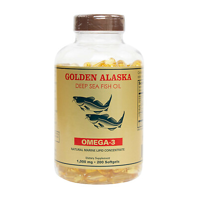 #ad NCB Golden Alaska Deep Sea Fish Oil 1000 mg 200 SG Fresh Made In USA $12.15