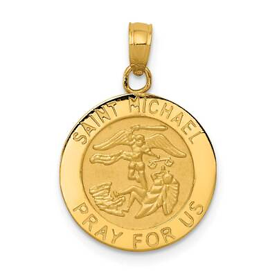 #ad 14K Gold Saint Michael Medal Pendant 0.9 in $335.34