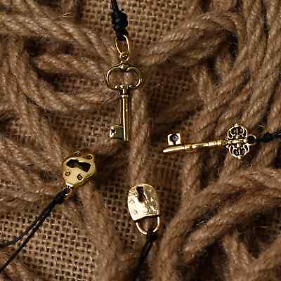 #ad Lock and Key Friendship Handmade Gold Brass Charm Necklace Pendant Jewelry $9.99