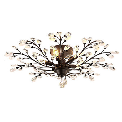 #ad Crystal Chandelier Branches Pendant Lamp Vintage 5 Light Bedroom Ceiling Fixture $71.25