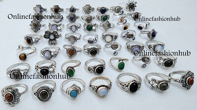 #ad Opalite amp; Mix Gemstone 925 Sterling Silver Plated Wholesale Lot Marquis Rings $12.19