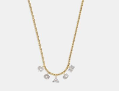 #ad Coach Pave Crystal and Plated Brass Charm Necklace NWT $99.99