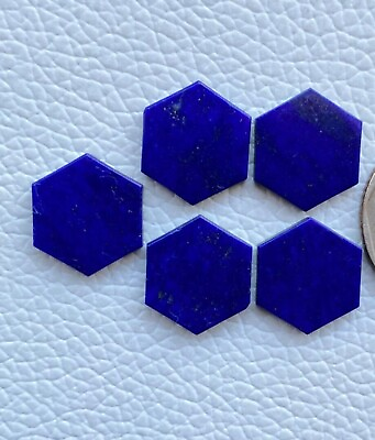 #ad Natural Untreated Lapis Lazuli Loose Gemstone Hexagon Flat From Afghanistan 14mm $286.62