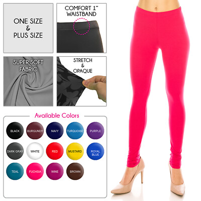 #ad Women#x27;s Buttery Ultra Soft Premium Solid Color Leggings One Size and Plus Size $11.99